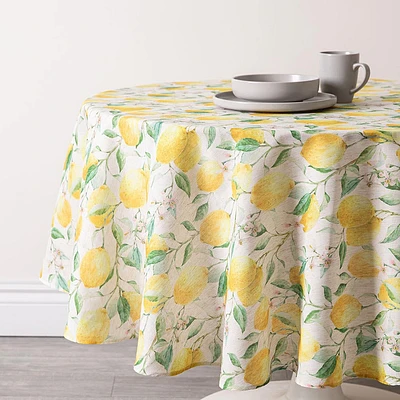 Harman Printed 'Fresh Lemon' Linen Tablecloth (70" Dia.)