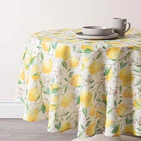 Harman Printed 'Fresh Lemon' Linen Tablecloth (70" Dia.)