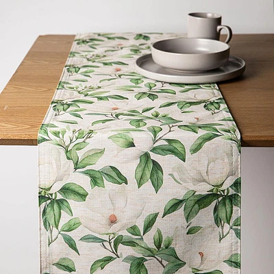 Harman Printed 'White Blossom' Linen Table Runner (Natural)