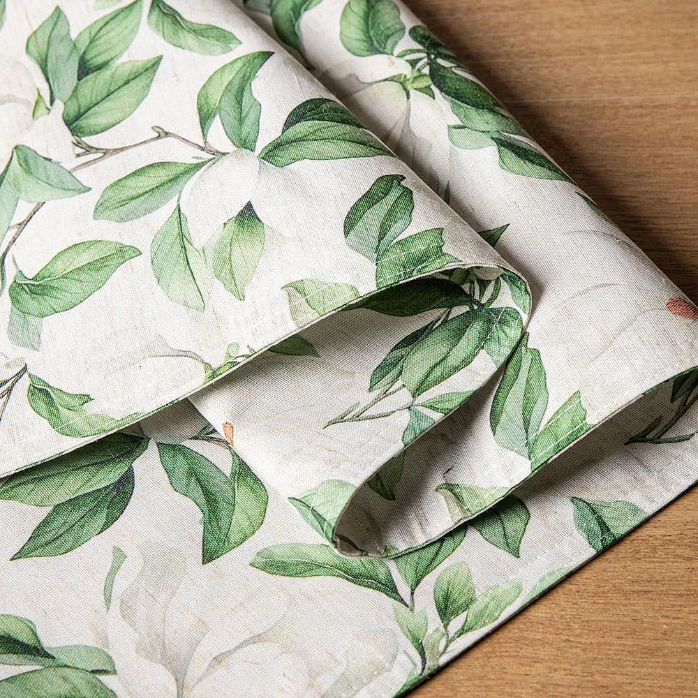Harman Printed 'White Blossom' Linen Table Runner (Natural)