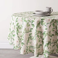 Harman Printed 'White Blossom' Linen Tablecloth (70" dia.)