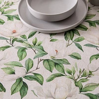 Harman Printed 'White Blossom' Linen Tablecloth (70" dia.)