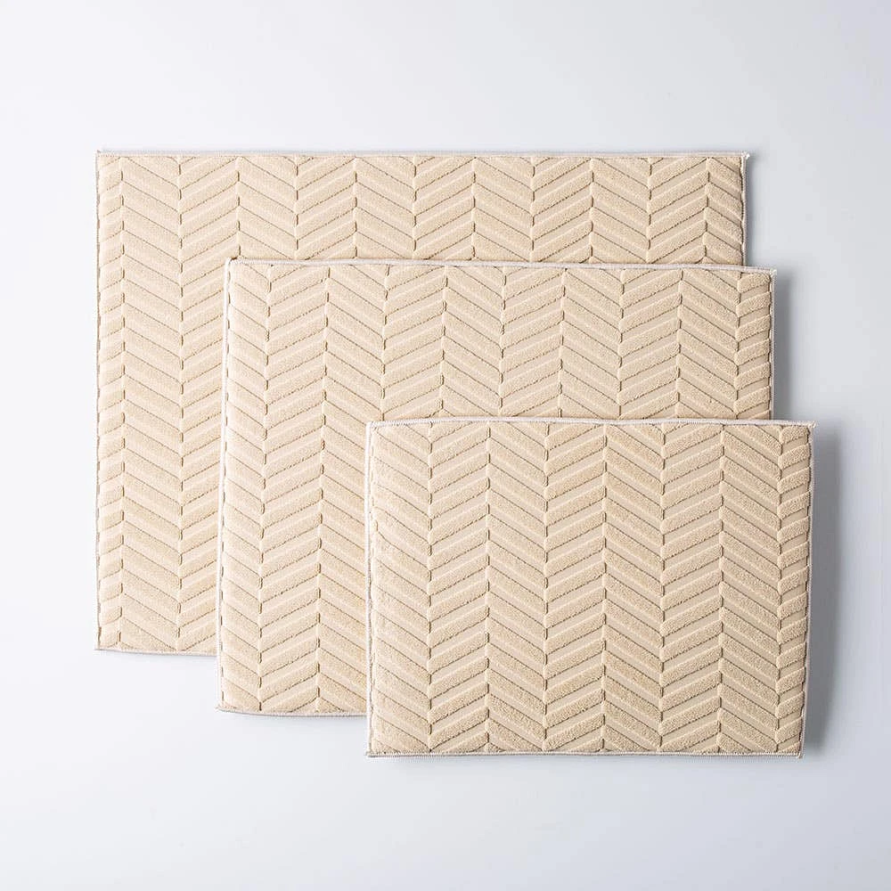 KSP Luxedry Herringbone Microfiber Dish Drying Mat - S/3 (Beige)