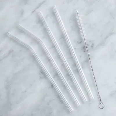 Luciano Sip Reusable Glass Straw with Brush - Set of 4