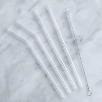 Luciano Sip Reusable Glass Straw with Brush - Set of 4