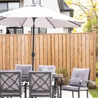 KSP Cookstown Patio Table and Chairs with Umbrella - Set of 9 (Grey)