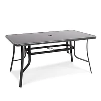 KSP Cookstown Patio Table and Chairs with Umbrella - Set of 9 (Grey)