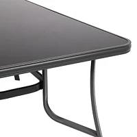 KSP Cookstown Patio Table and Chairs with Umbrella - Set of 9 (Grey)