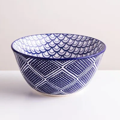 KSP Oishi 'Waves' Stoneware Bowl - Small (Navy)