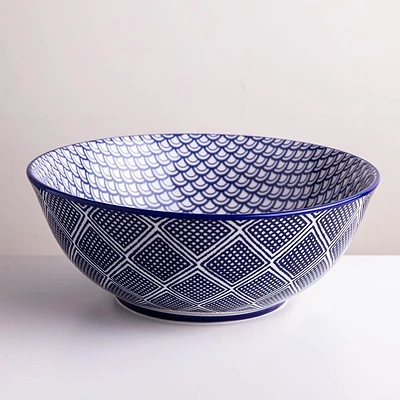 KSP Oishi 'Waves' Stoneware Bowl - Large (Navy)