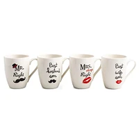 KSP Graphic 'Mr and Mrs' Mug - Set of 4 (White/Black)