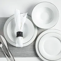 A La Carte 'Diamond Platinum' Porcelain Dinner Plate (White)