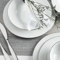 A La Carte 'Diamond Platinum' Porcelain Dinner Plate (White)