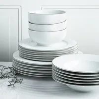 A La Carte 'Diamond Platinum' Porcelain Dinner Plate (White)