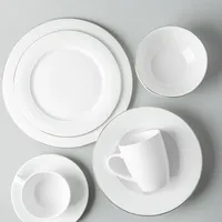 A La Carte 'Diamond Platinum' Porcelain Dinner Plate (White)