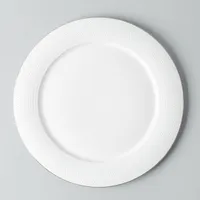 A La Carte 'Diamond Platinum' Porcelain Dinner Plate (White)