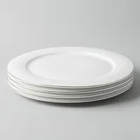 A La Carte 'Diamond Platinum' Porcelain Dinner Plate (White)