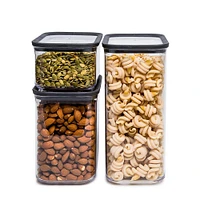 KSP Space Saver Clear Plastic Canister Combo - Set of 3 (Black)