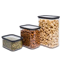 KSP Space Saver Clear Plastic Canister Combo - Set of 3 (Black)