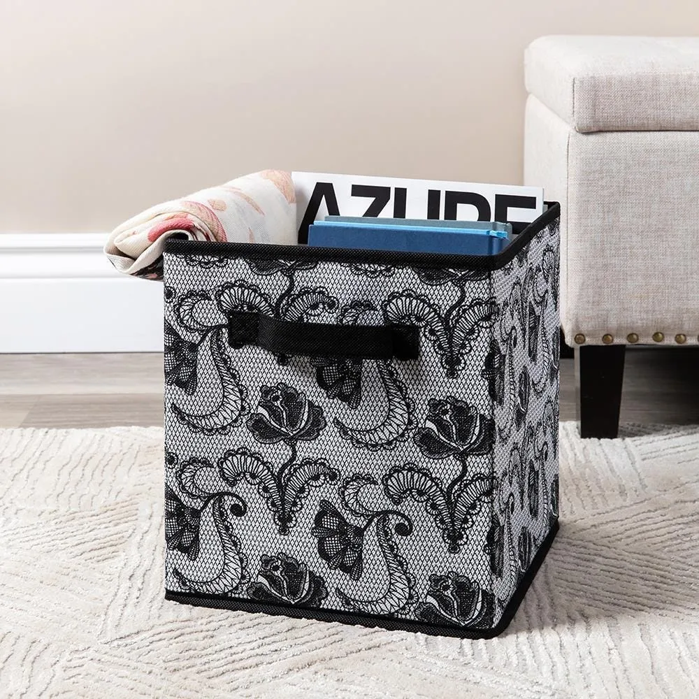 KSP Collapsible 'Lace' Non-Woven Storage Bin (Black) 10x10x11"