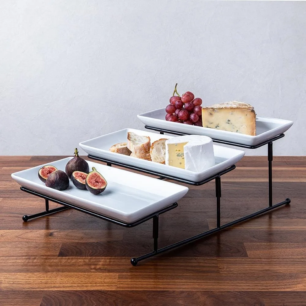KSP Strata '3-Tier' Porcelain Buffet Plate (Rectangular)