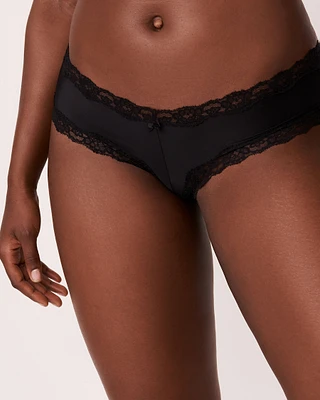 Culotte cheeky microfibre et bordure de dentelle