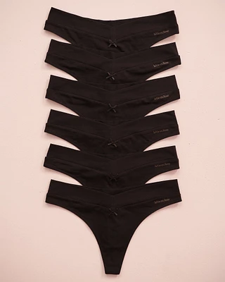 Lot de 6 culottes tanga en coton