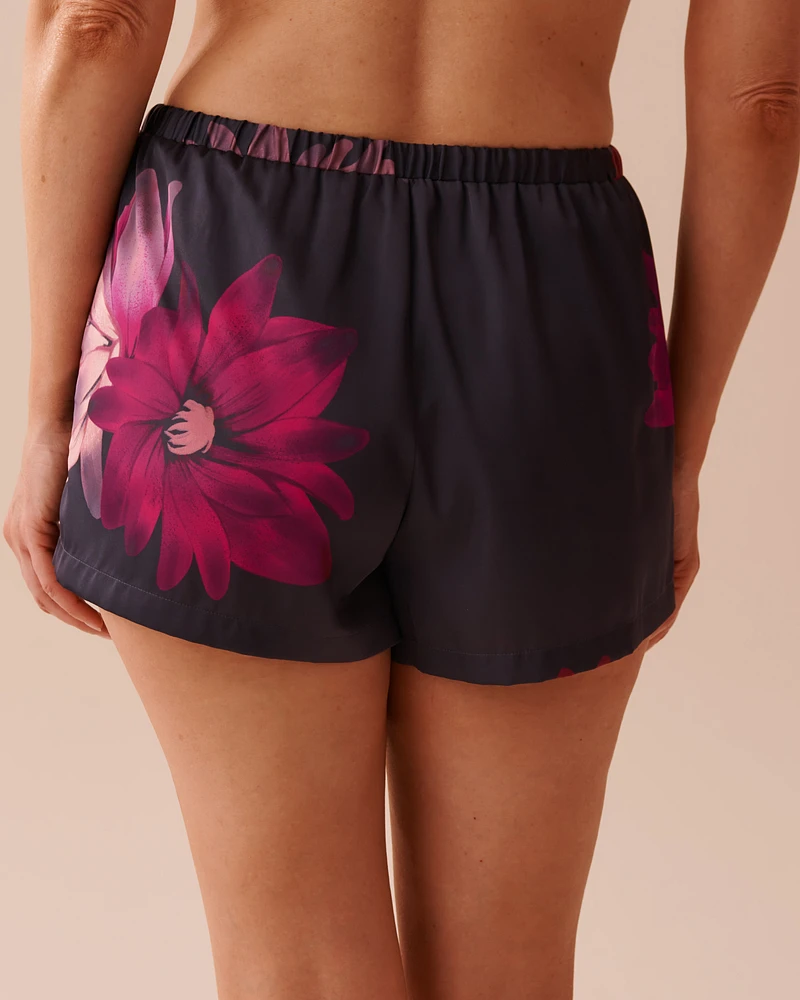 Floral Print Satin Shorts