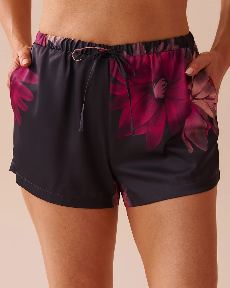 Floral Print Satin Shorts
