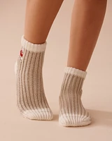 Knitted Socks with Winter Embroidery