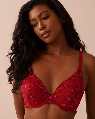 Lightly Lined Memory Foam Floral Mesh Bra