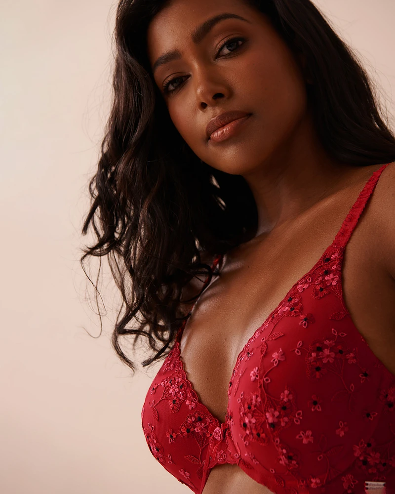 Lightly Lined Memory Foam Floral Mesh Bra