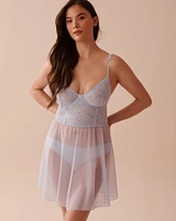 Embroidered Mesh Nightie