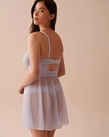Embroidered Mesh Nightie