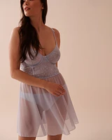 Embroidered Mesh Nightie
