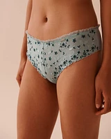 Embroidered Mesh and Ruffle Cheeky Panty