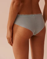 Embroidered Mesh and Ruffle Cheeky Panty
