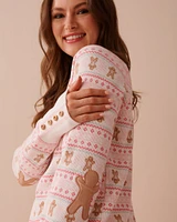 Gingerbread Print Waffle Knit Long Sleeve Shirt