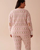 Gingerbread Print Waffle Knit Long Sleeve Shirt