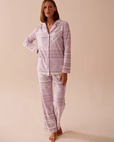 Lilac Fair Isle Print Micropolar PJ Set