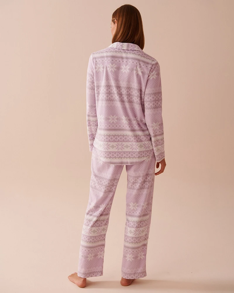 Lilac Fair Isle Print Micropolar PJ Set