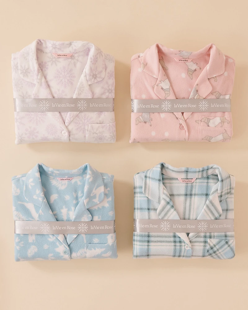 Lilac Fair Isle Print Micropolar PJ Set
