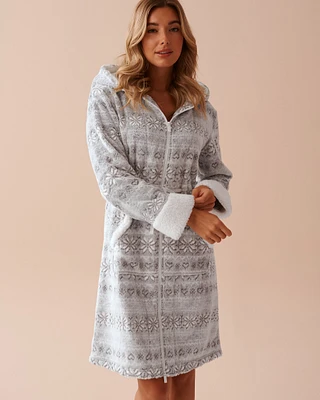 Robe de chambre imprimé nordique à effet tricoté
