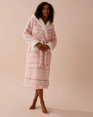 Robe de chambre imprimé nordique en sherpa