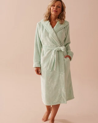 Robe de chambre à capuchon imprimé flocons en peluche douce