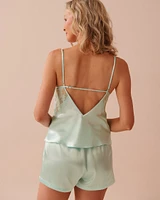 Lace Detail Shiny Satin Cami