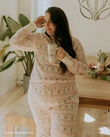 Gingerbread Print Waffle Knit Long Sleeve Shirt