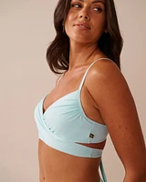 BABY BLUE Recycled Fibers Crossed Push-up Bikini Top