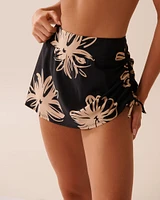 BLACK HIBISCUS High Waist Skirt Bikini Bottom