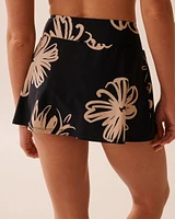 BLACK HIBISCUS High Waist Skirt Bikini Bottom